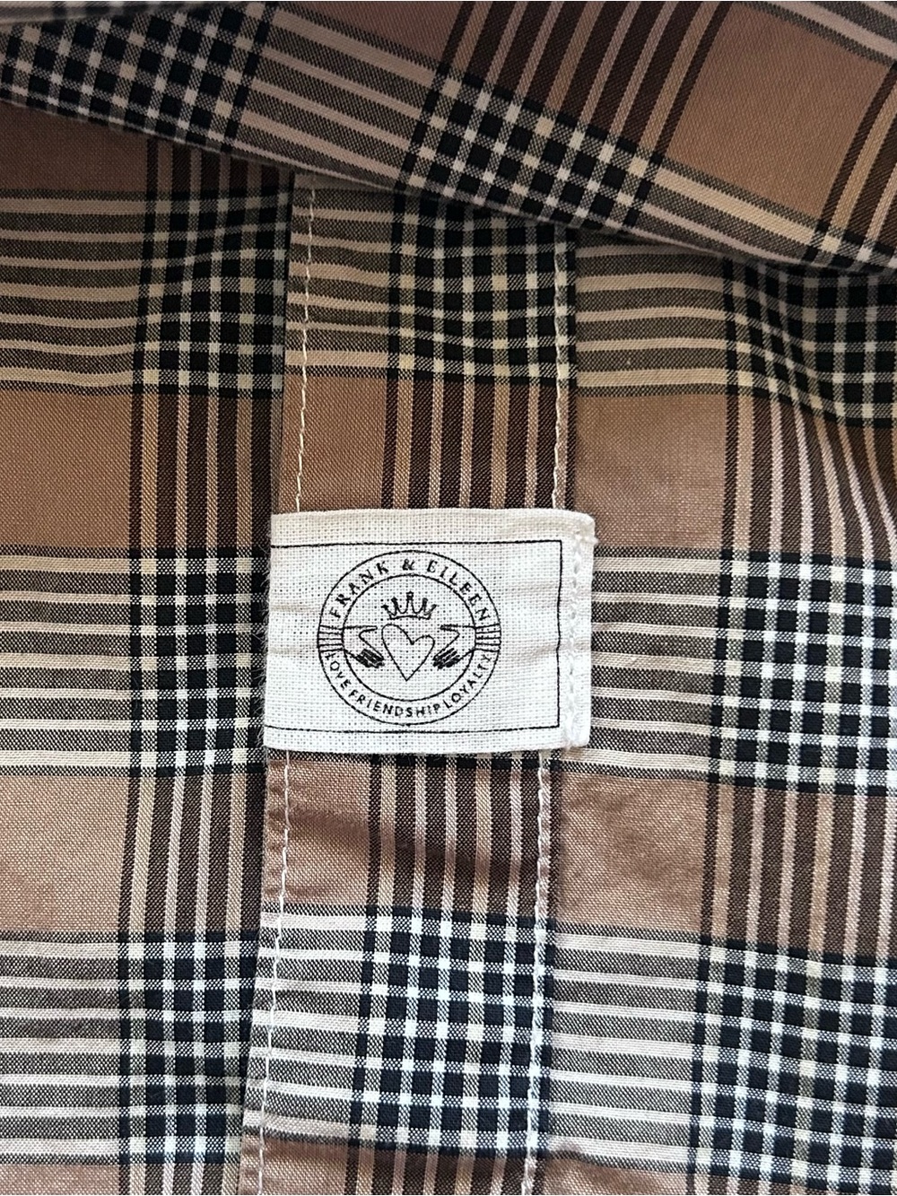 Frank & Eileen Joedy Oversized Plaid Button Down Shirt Size S Brown Cotton - Picture 10 of 11